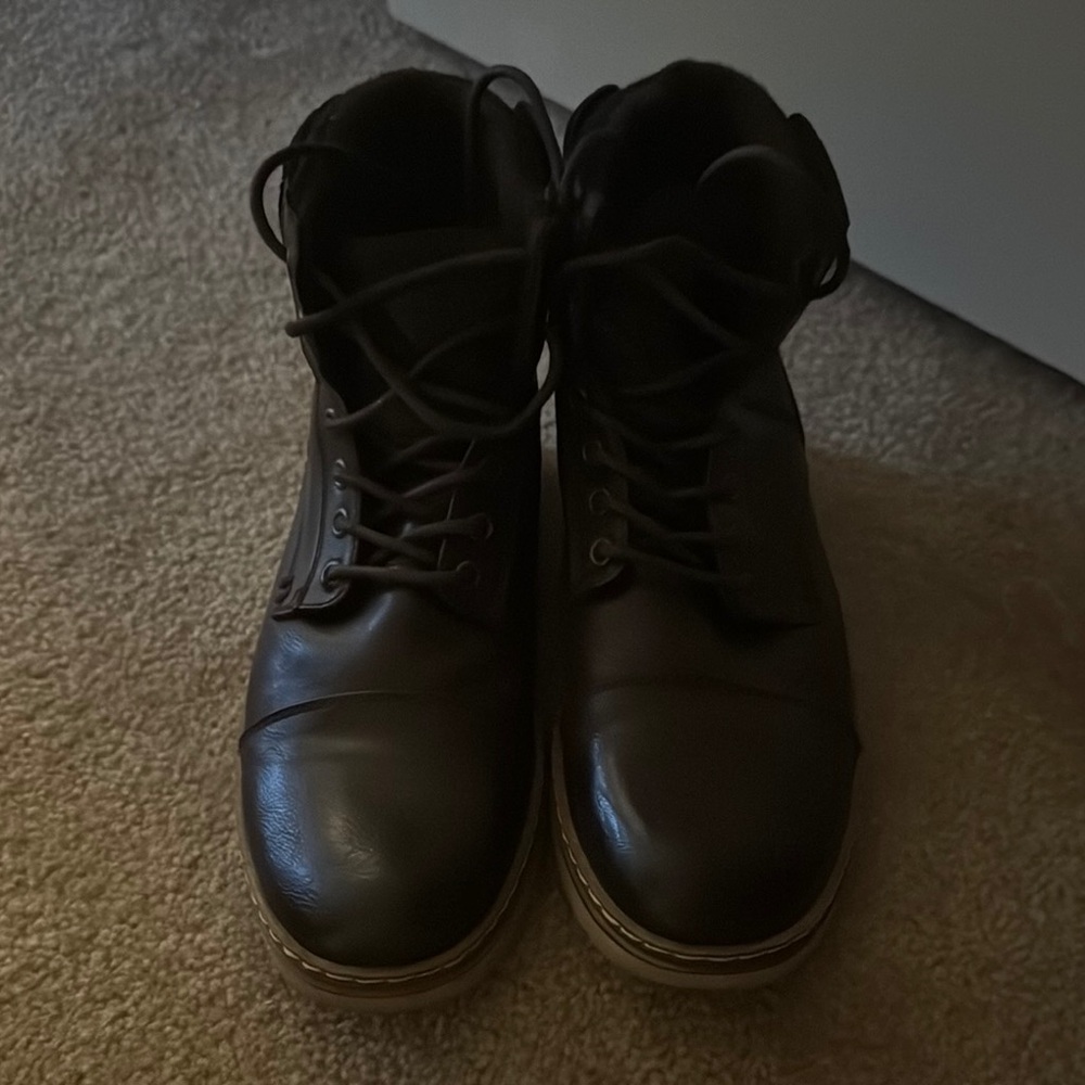 Brown Leather Dress Boots with Lace-Up Design